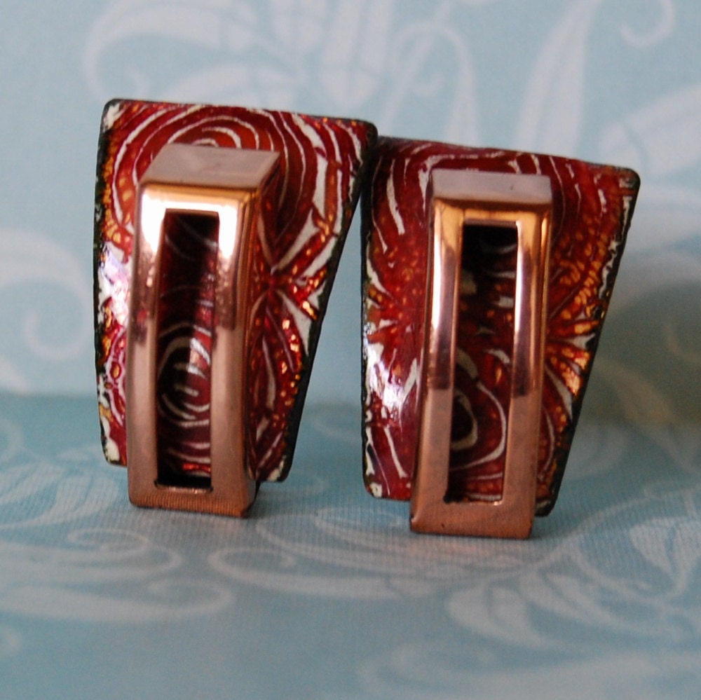 Vintage 1950s Copper Renoir Matisse Enamel Earrings