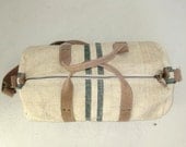 Forest Green Stripe - Antique Linen Duffel Bag