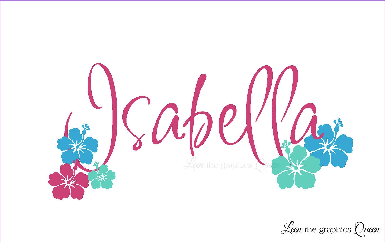 Hibiscus Name Monogram Vinyl Wall Decal