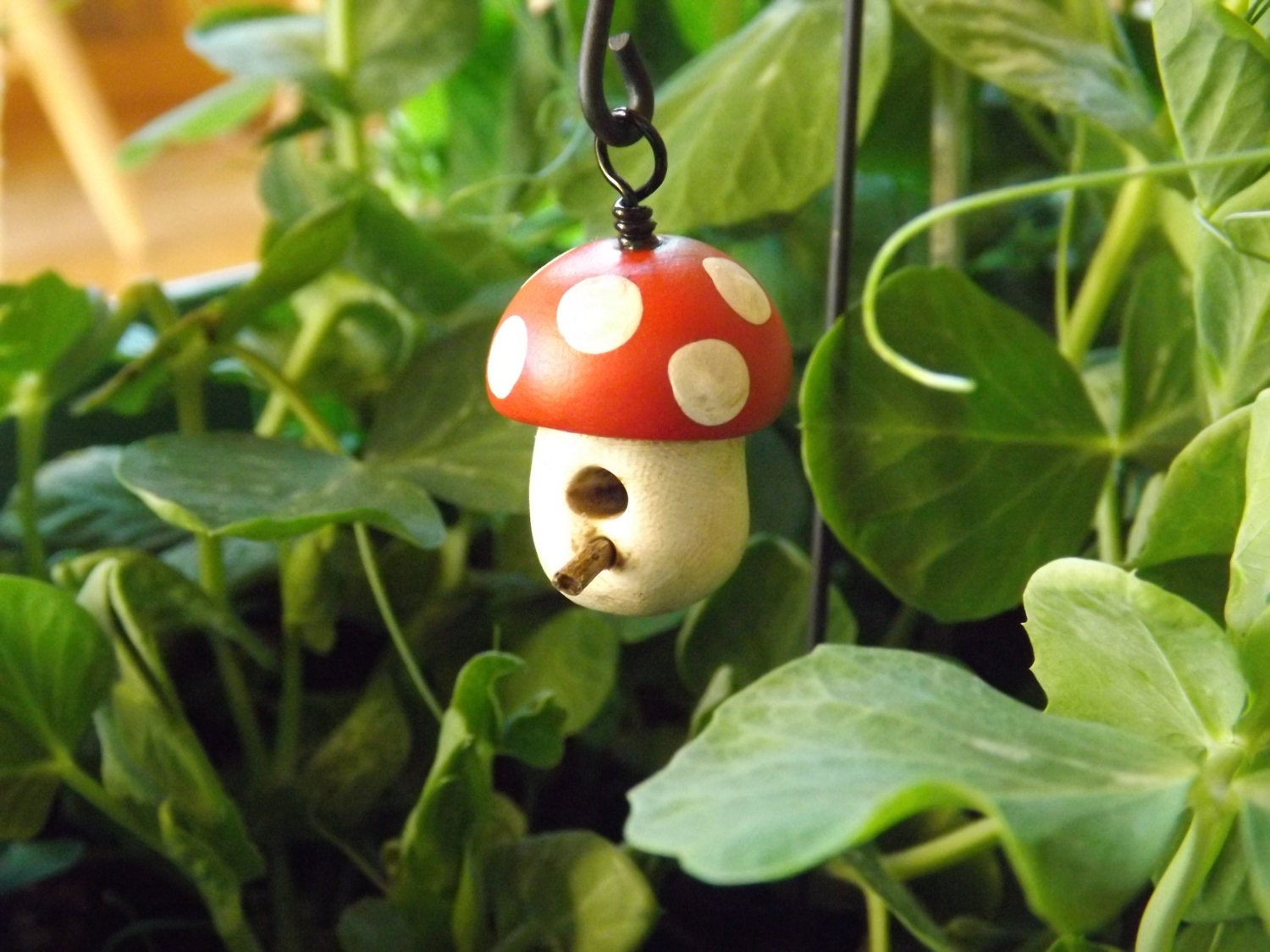 Miniature mushroom bird house - fairy garden bird house -garden gnome bird house - woodland hanging bird house - garden gnome bird house