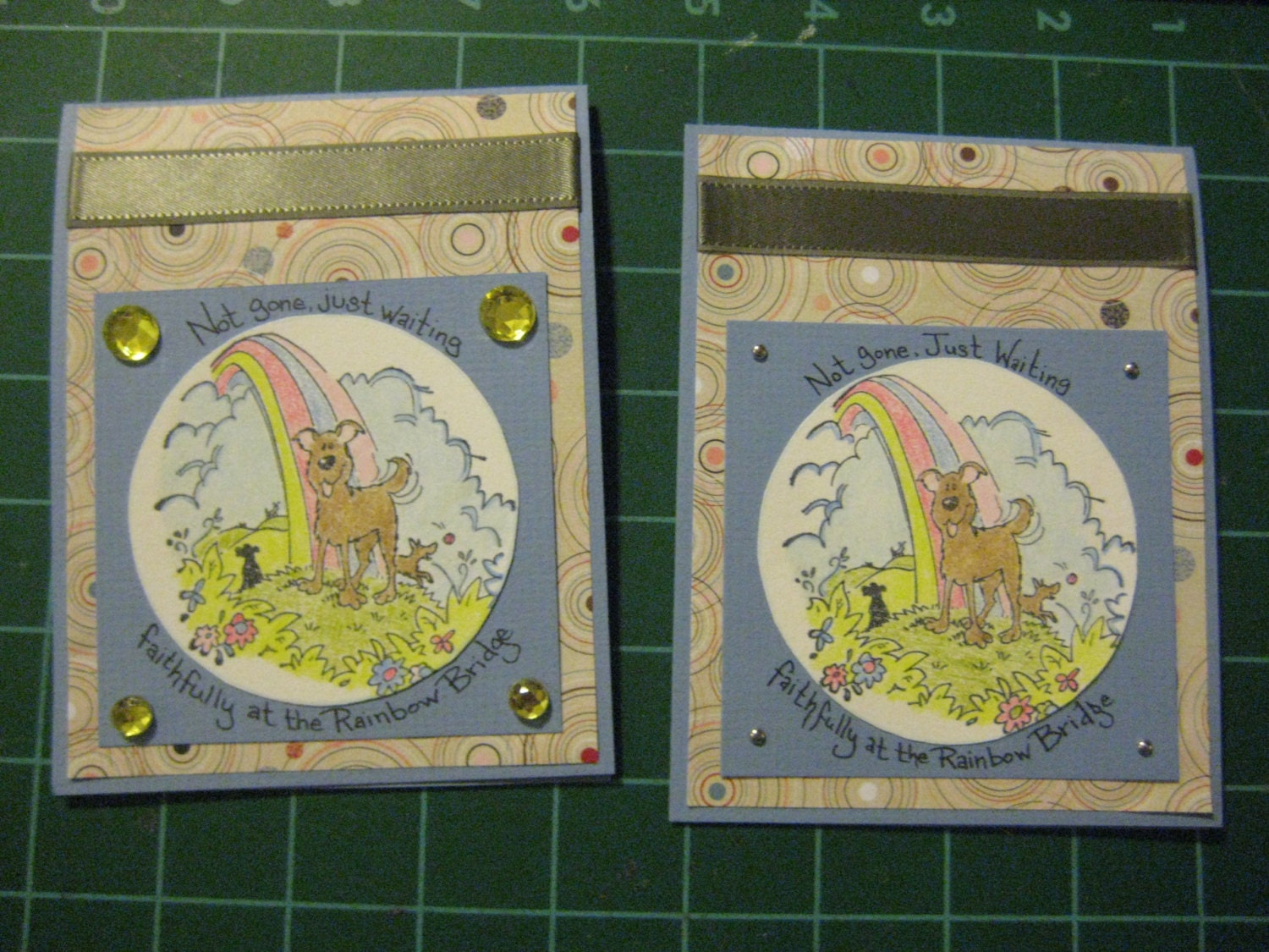 Pet Sympathy Cards, Set of 2, Not Gone, Just Waiting Faithfully at the Rainbow Bridge
