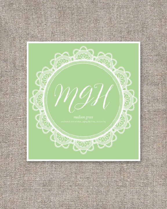 Lace Monogram Nursery Art