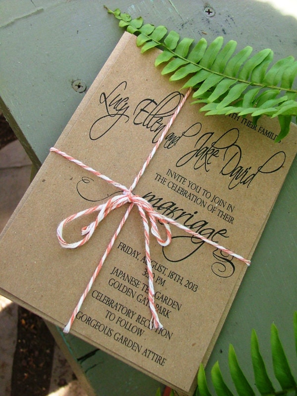 large swirl kraft wedding invitations - a deposit to begin