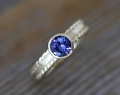 Tanzanite Engagement Ring,  14k Recycled Yellow Gold, Size 8.25