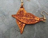 Real Leaf Earrings - Iridescent Copper - Evergreen
