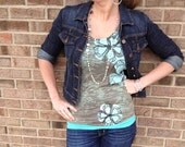 New - s, m, l, xl - Patterned Petals Tank in Mushroom