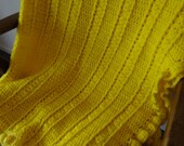 Sunshine Sunny Yellow Bright Afghan Handmade crochet large throw