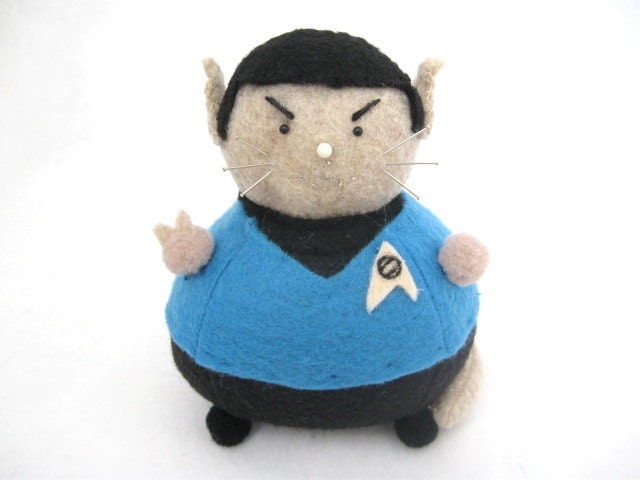 Star Trek Spock Inspired Cat Pincushion cute felt kitty cat collectable or gift for animal lover...MADE-TO-ORDER