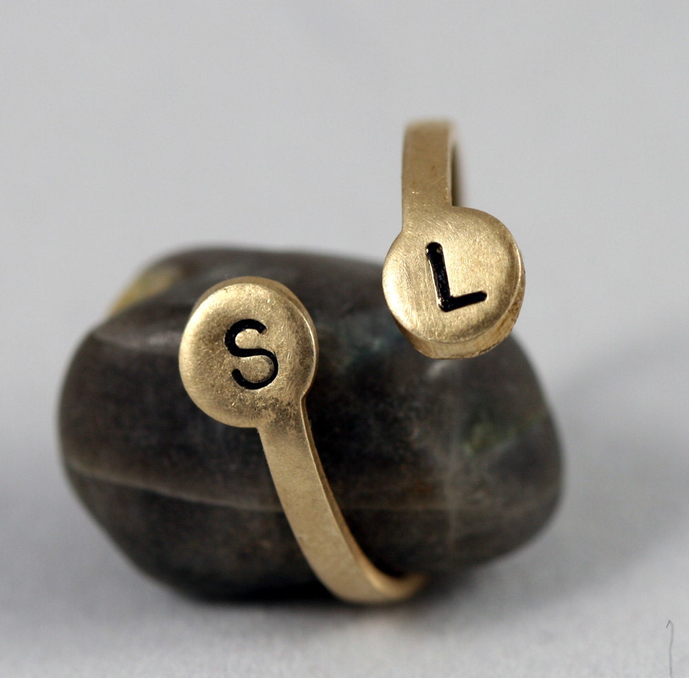 Personalized Ring - Custom Brass Initial Ring -Adjustable sizes 5-8