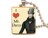 I love mr darcy   Scrabble tile pendant with ball chain , darcy pendant