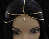 Headpiece Gold Head Chain Pearl circlet Headdress Hair Jewelry head piece headchain