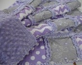 You Are My Sunshine Whales in Lavender Minky Rag Crib Quilt 35 x 51 MADE TO ORDER