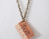 Monogram Initial Copper Pendant Necklace Hand Dipped Painted Peach Linen - Customize - Personalize