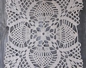 15" Crochet Square Doily Placemat Pineapple Pattern in Dark Linen Cotton READY TO SHIP