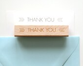 Thank You Rubber Stamp, Original Modern Minimalist Design (Wood Mounted)