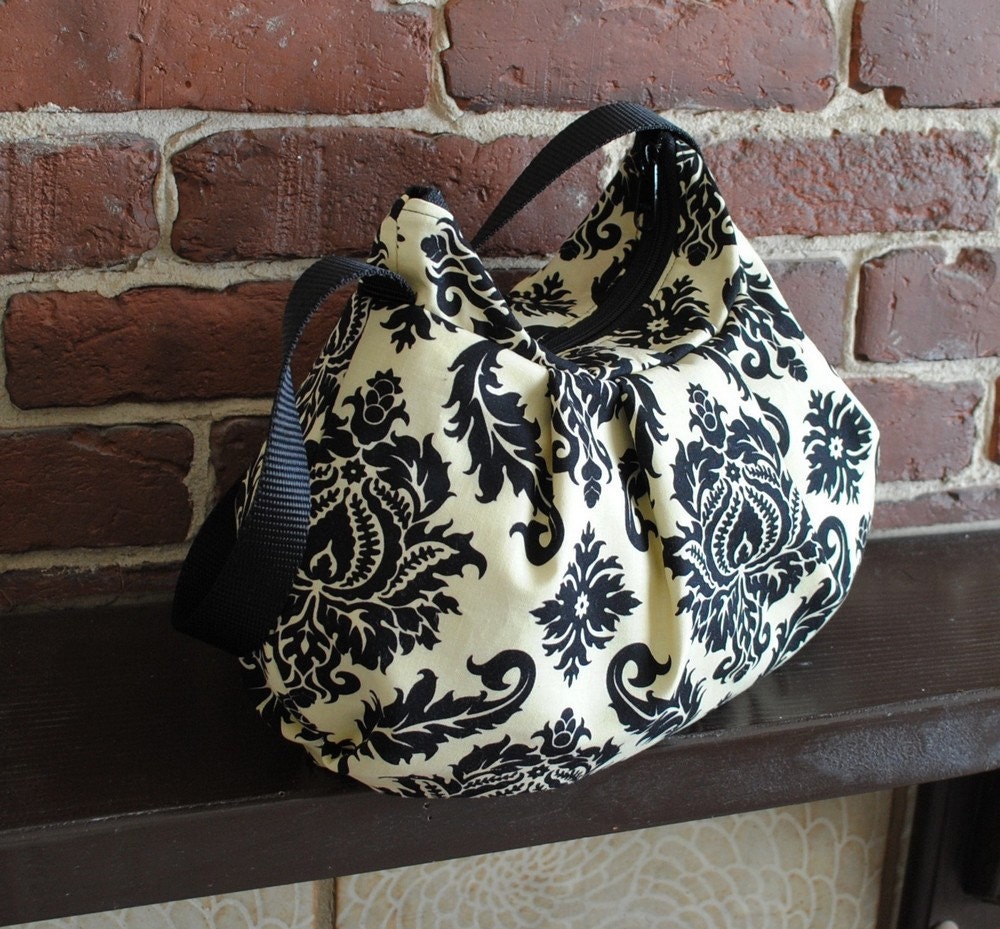 Pleated Bag // Shoulder Purse - Damask in Cavern