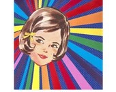 Rainbow Girl // Nursery Art // Collage Art Print // Bright Home Decor // Brunette