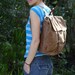 Waxed Canvas Backpack // Rucksack // Leather Straps // in Saddle Brown // Organic Cotton Lining