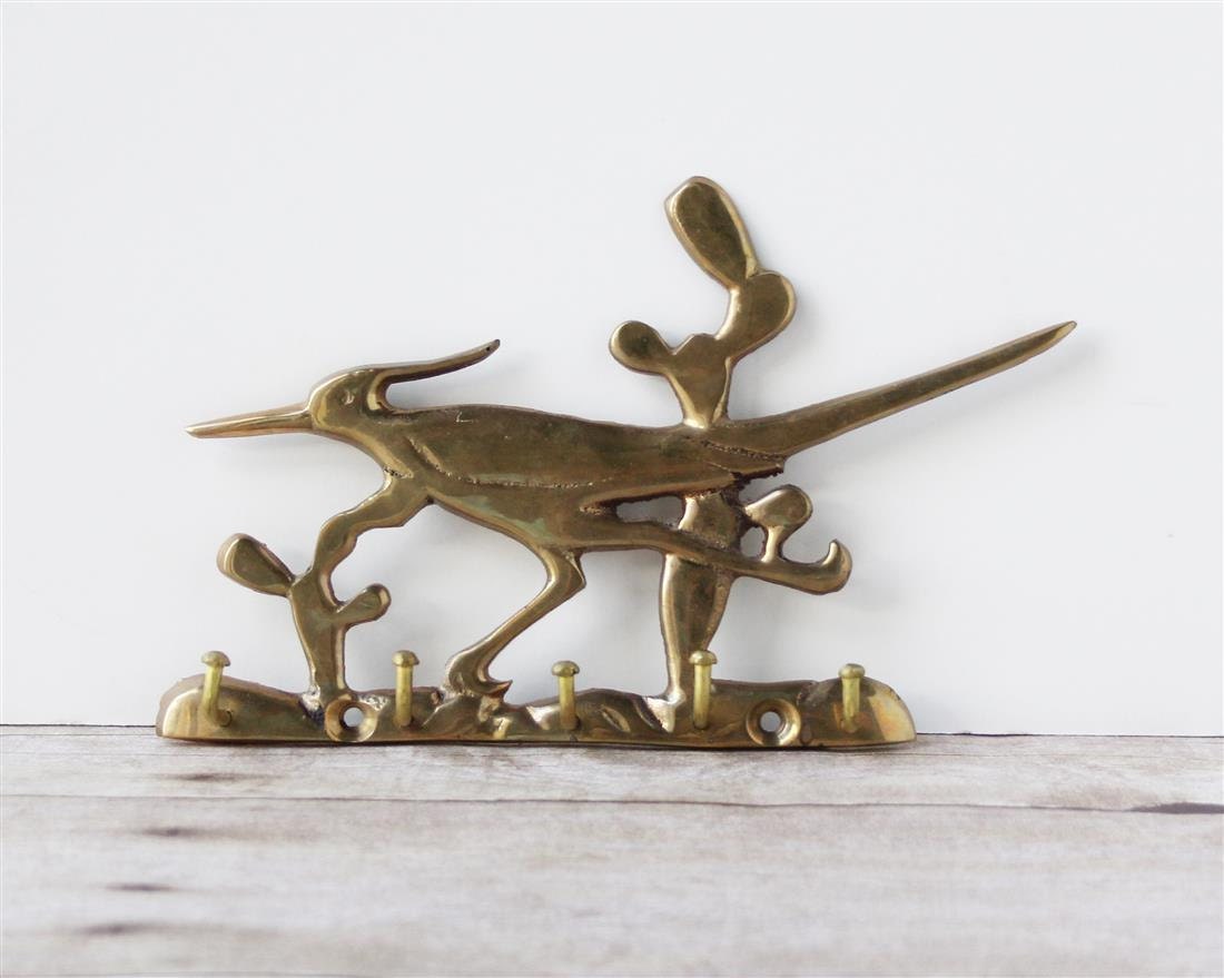 Brass Road Runner Key Ring Hook Hanger / Brass Bird Wall Hanging Jewelry Holder Or Organizer