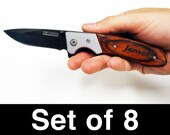 Set of 8 Custom Personalized Engraved Pocket Knives, wedding, groomsmen, birthday, special occasion gift
