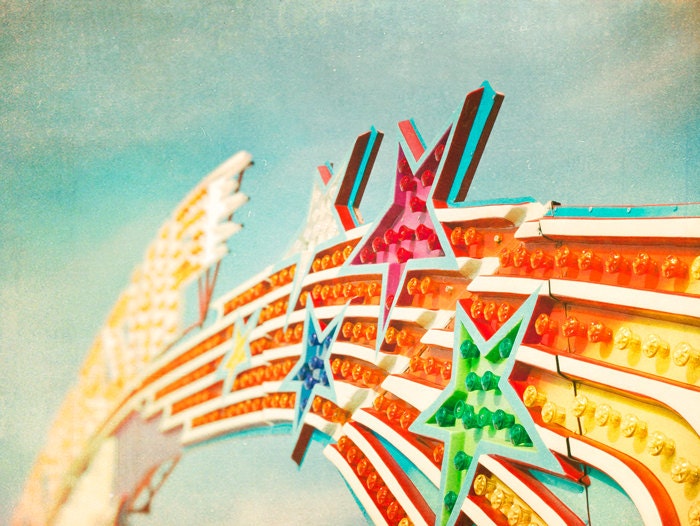 Carnival photography bold summer colors nursery art star  green yellow red blue vintage film photography