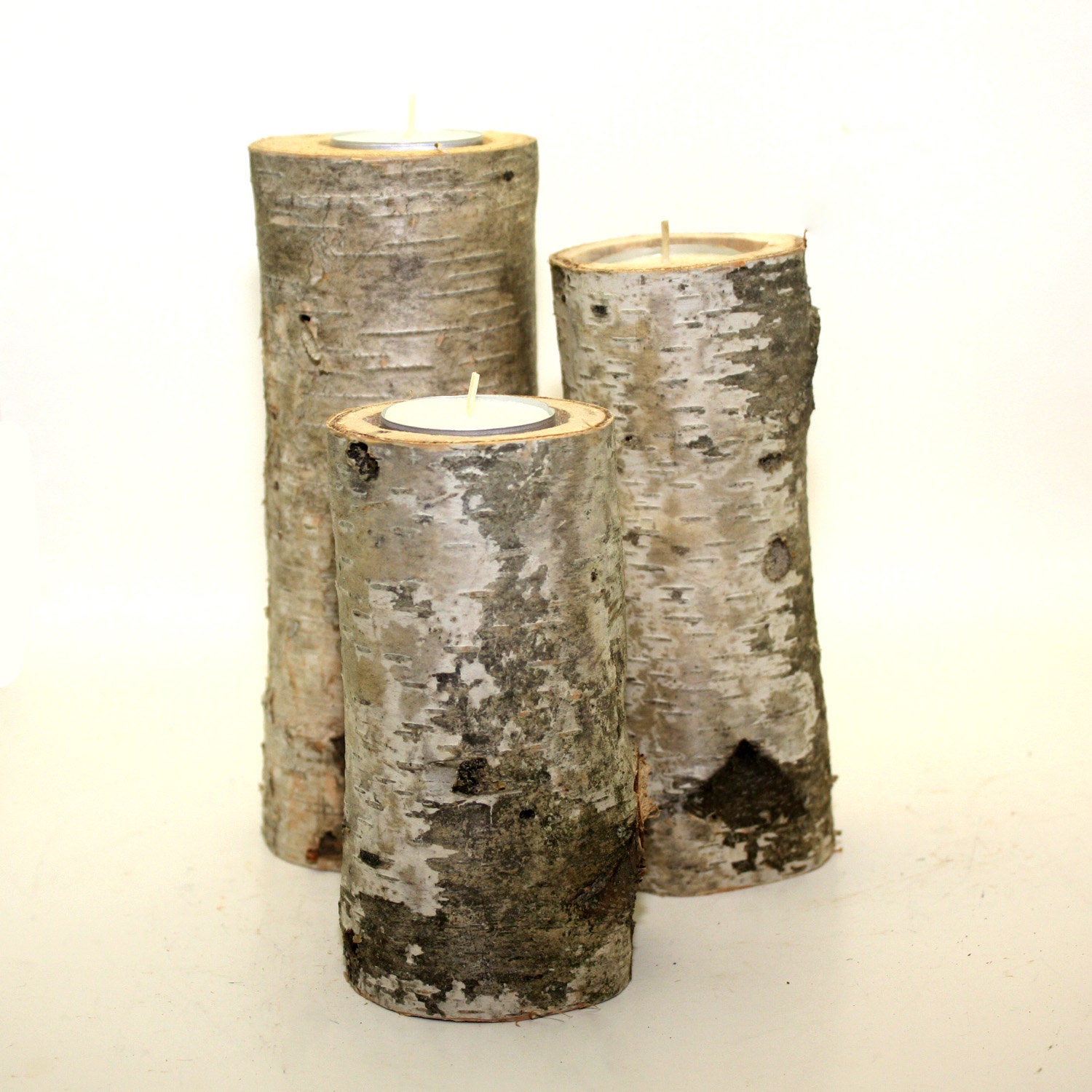 Birch Bark Candle Holder Set of 3 Wedding Candle READY TO SHIP