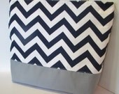 the Tote . Standard size . Chevron beach bag . navy and gray . chevron tote . Single-Size . great bridesmaid gifts