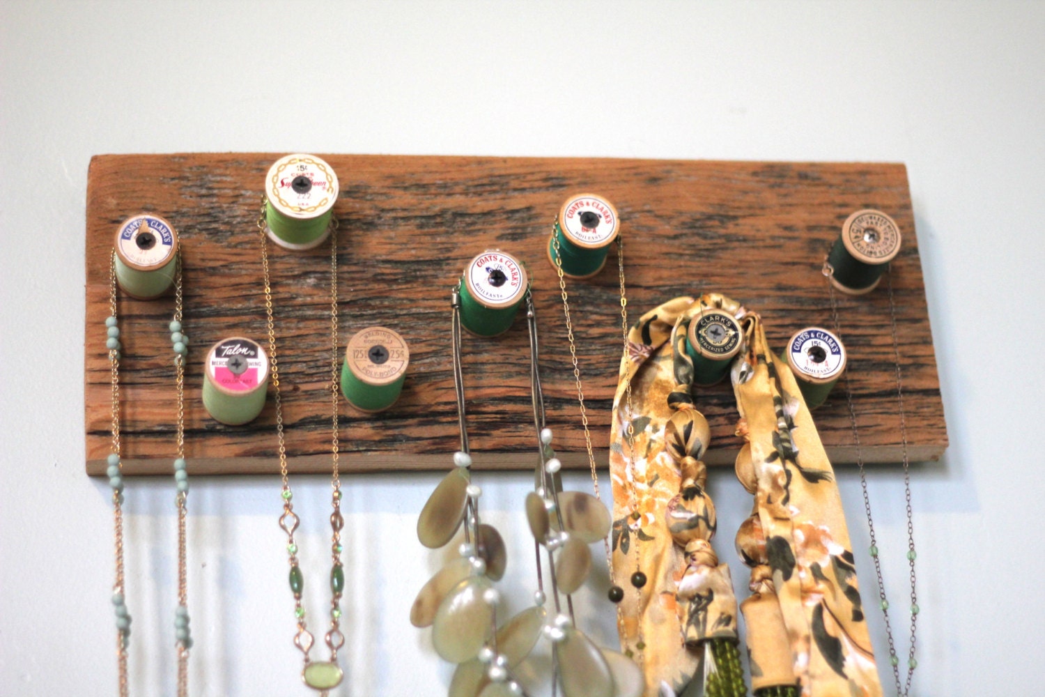 Green ombre wooden thread spool Rack