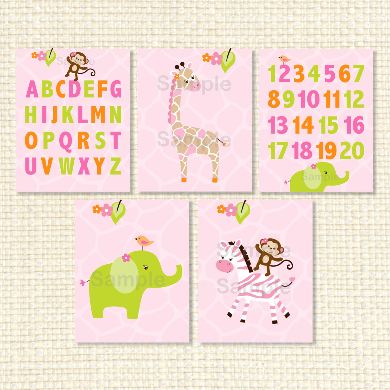 Safari Girl Jungle Animal Printable Nursery Wall Art INSTANT DOWNLOAD Il_570xn