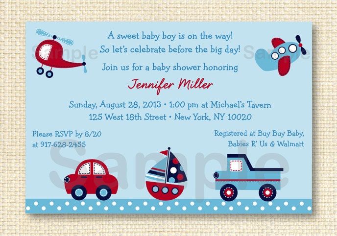 Transportation Baby Shower Invitation Printable Il_570xn