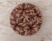 Large Floral Button Wood Art Pattern Sewing Supplies 38 mm -  For Clothing, Accessories, Crafts