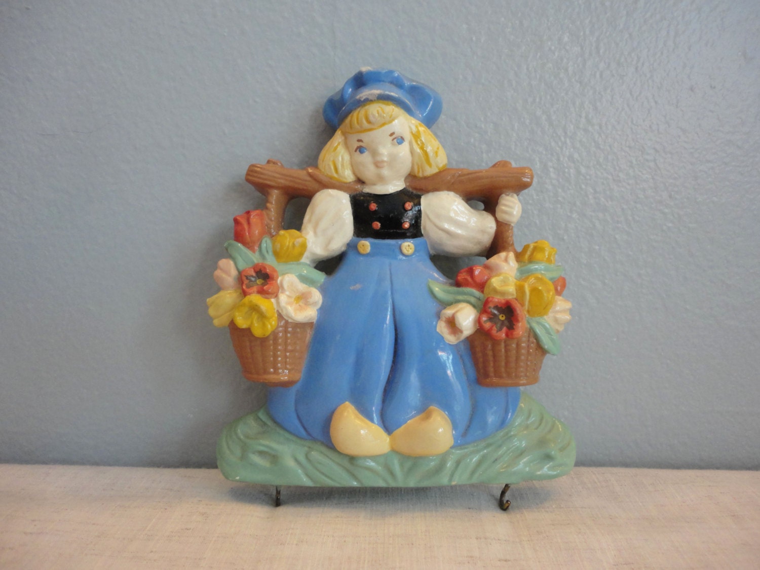 Dutch Boy Key Holder or Hot Pad Holder - Clogs and Tulips