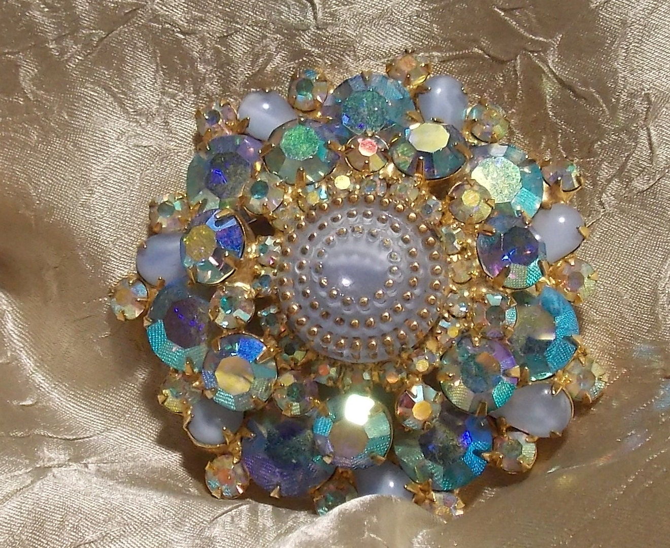 Vintage D&E Round Birthday Cake Brooch Rare Book Piece
