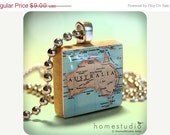 Moving Sale - Australia Map : a pendant charm made from a Scrabble Game Tile game piece