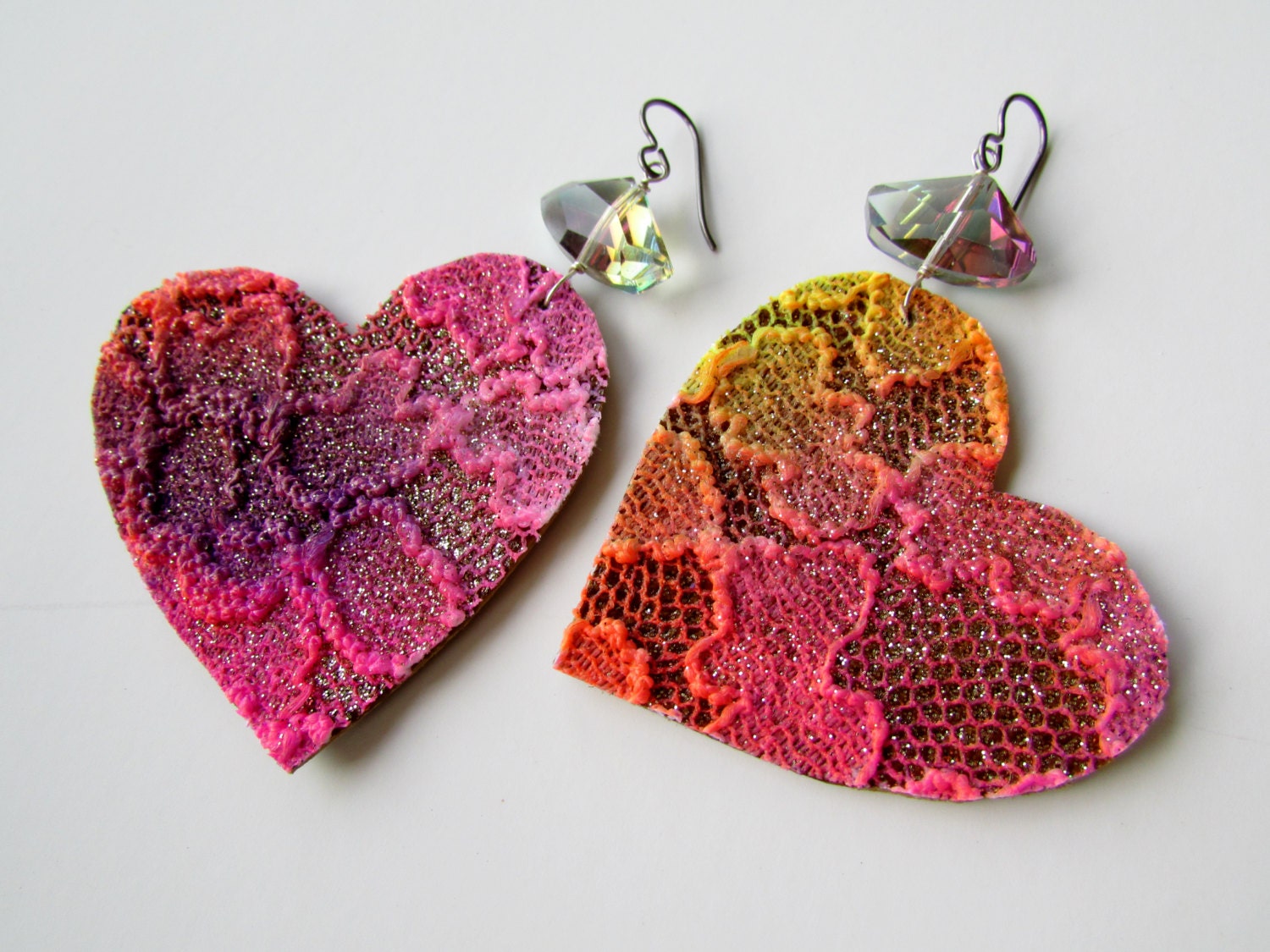 Love Un -Leather and Lace Heart Earrings
