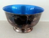 vintage sIlver bowl Paul Revere with Blue Enamel Interior