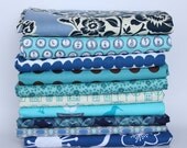fat quarter color bundle (blues)--misc. designers--10 pieces--2-1/2 yards total