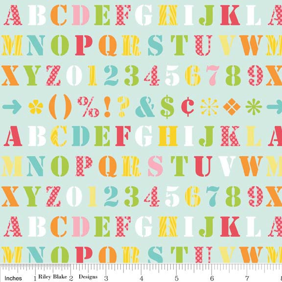 Simply Sweet Alpha Blue - Fat Quarter