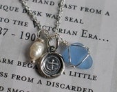 hope anchor wax seal necklace... wax seal jewelry in a patinated blue bronze