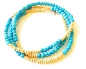 TenThings. TURQUOISE beaded triple wrap bracelet.