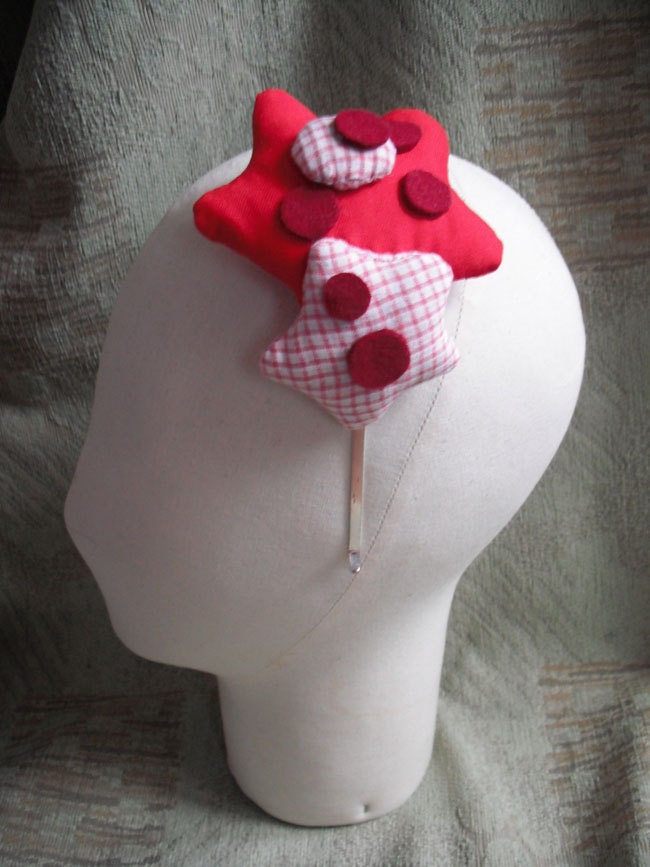 Puffy Stars Headband red & gingham