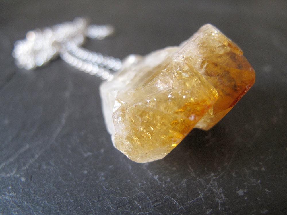 CITRINE // Sterling silver pendant with natural raw Citrine crystal
