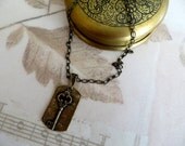 Brass Tag with Key Pendant Necklace