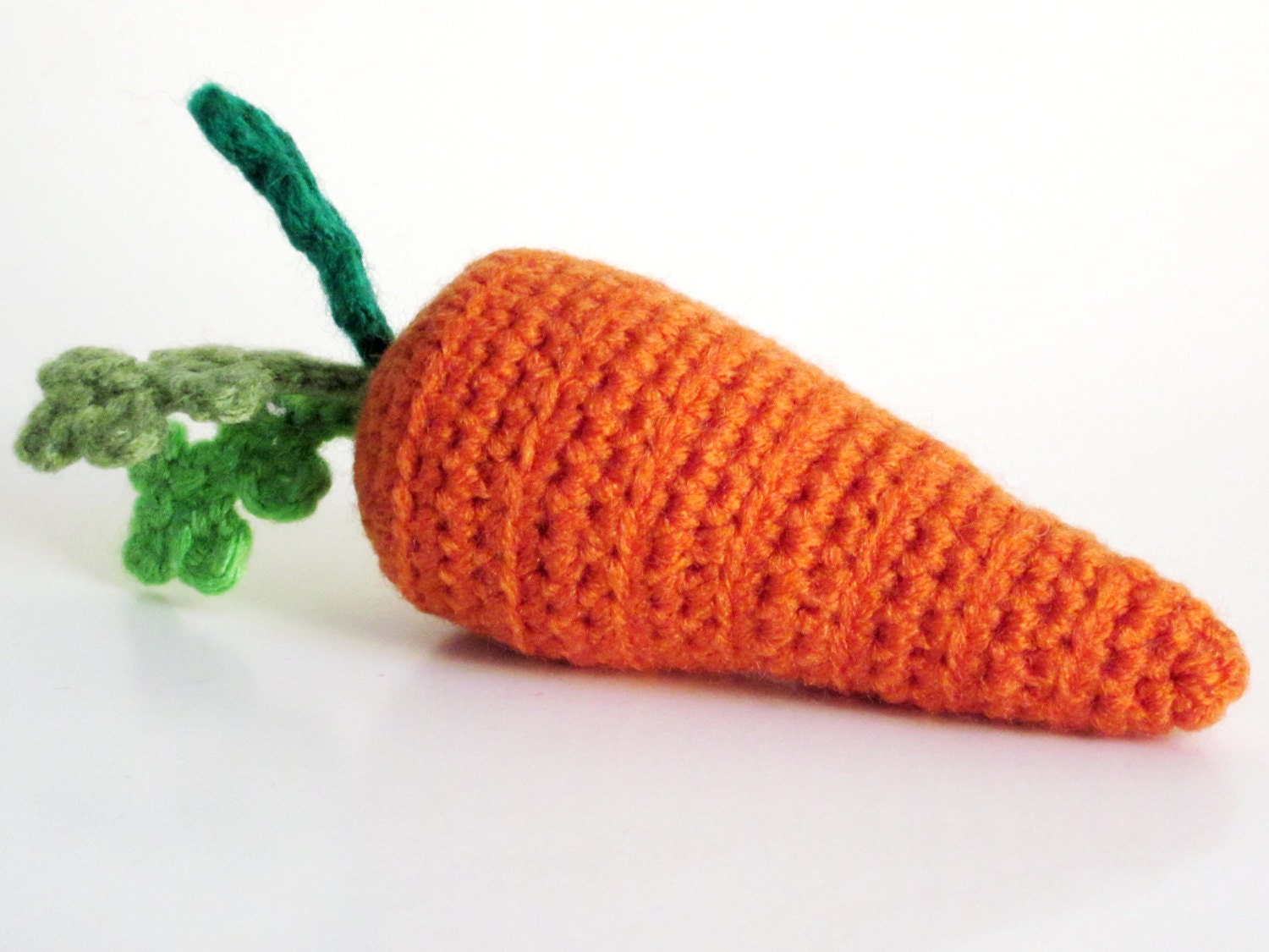 Play Food RATTLE: Childsafe Textured Carrot Amigurumi in Orange Washable Yarn - Crocheted and Designed by The Silver Hook