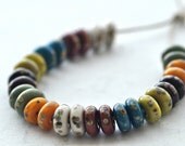 p i n o c e a n handmade lampwork spacer beads set (28) - bead sprinkles / raku frit-
