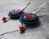 SALE Ruby Beaded Earrings