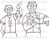 Digital stamp Image Father's Day Fishing Dad stamping scrapbooking cardmaking