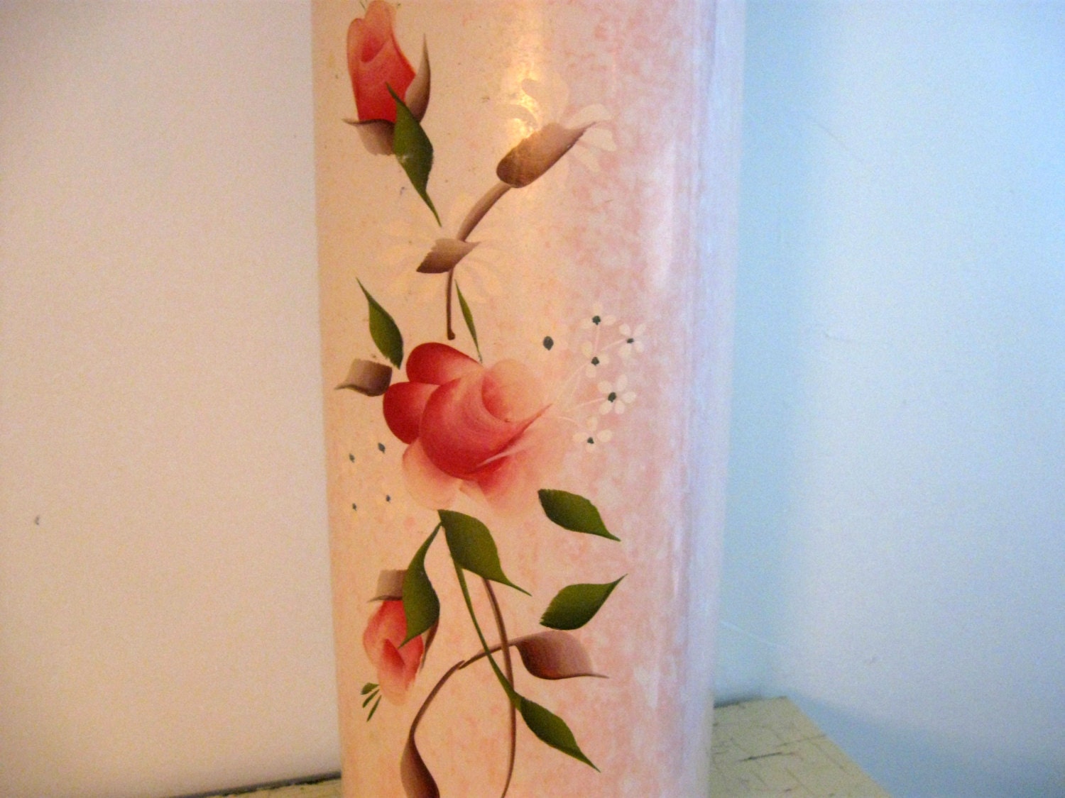 Bathroom Tissue Holder Hand Painted Rose