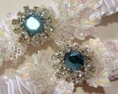 wedding garter set Anastasia Crystal and Pearl ivory wedding garter Swarovski a Peterene Original