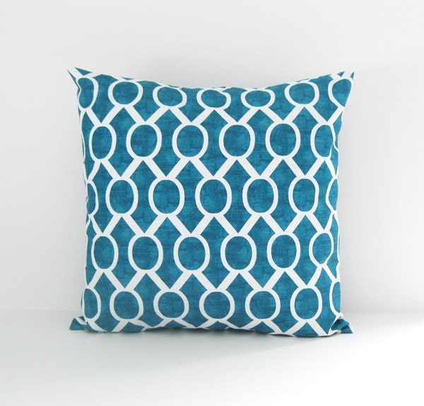 Turquoise Pillow Cover Sydney Aquarius Blue Cotton Toss Decorative 18x18